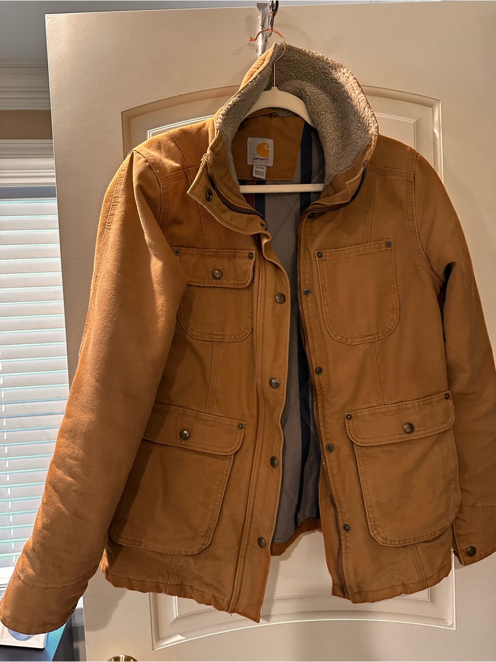 Carhartt Women’s Duck Canvas Sherpa-Lined Brown Work Jacket